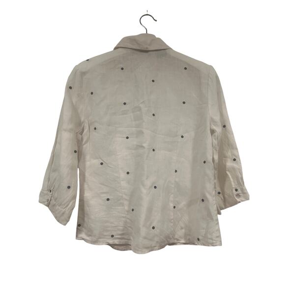 Vintage Women’s Richard Malcom Linen Polkadot Blouse Black White M - Picture 3 of 7